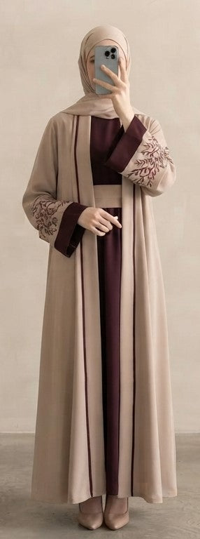 Burgundy Bloom Abaya