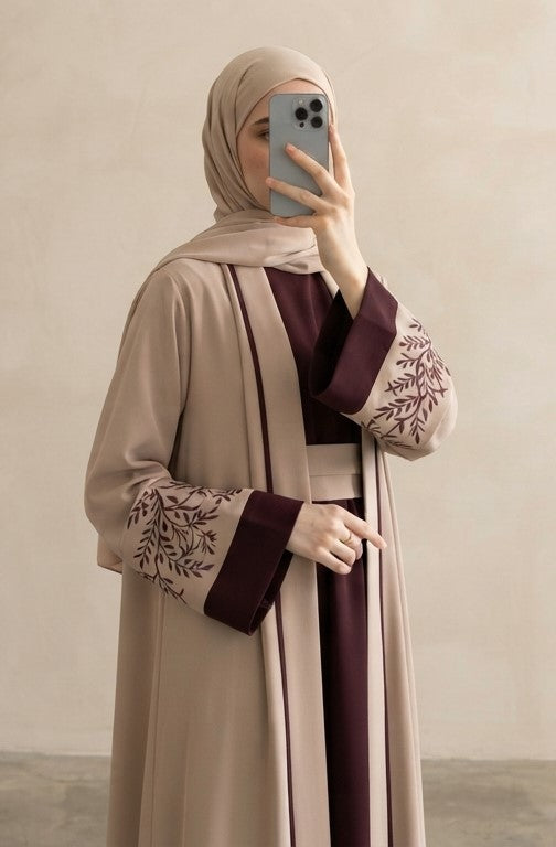 Burgundy Bloom Abaya