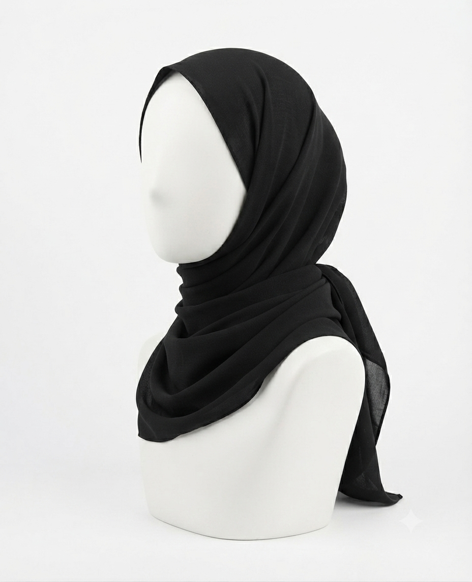 Classic Black Wool Peach Hijab