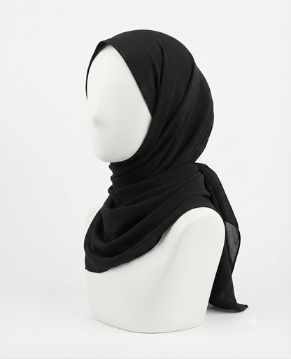 Classic Black Wool Peach Hijab
