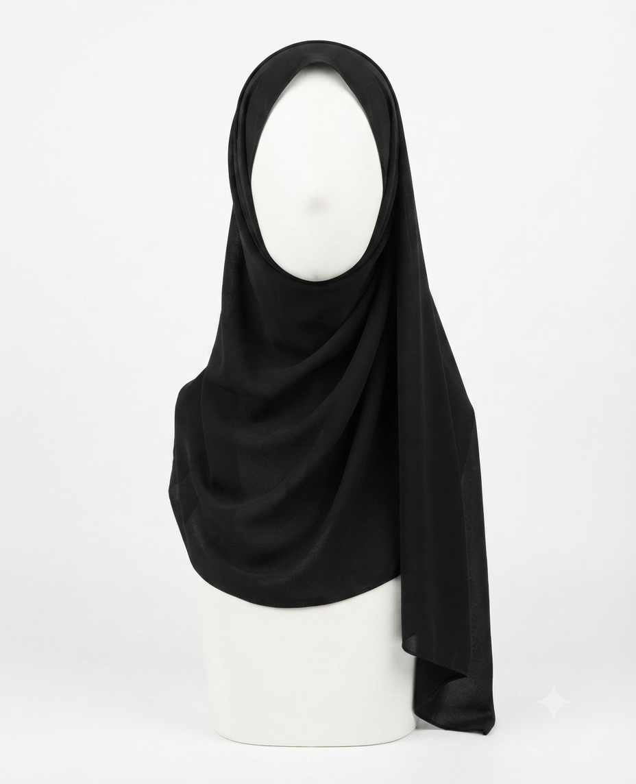 Classic Black Wool Peach Hijab